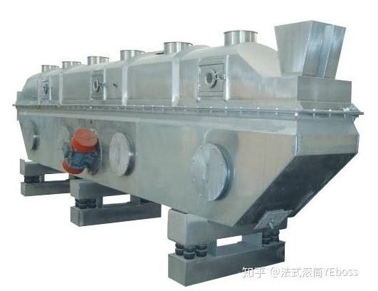 振動(dòng)流化床干燥機(jī)，用機(jī)械振動(dòng)輔助流化，優(yōu)點(diǎn)是設(shè)備高度可以降低，操作也比流化床靈活，現(xiàn)在已經(jīng)是非常常見(jiàn)的設(shè)備了。